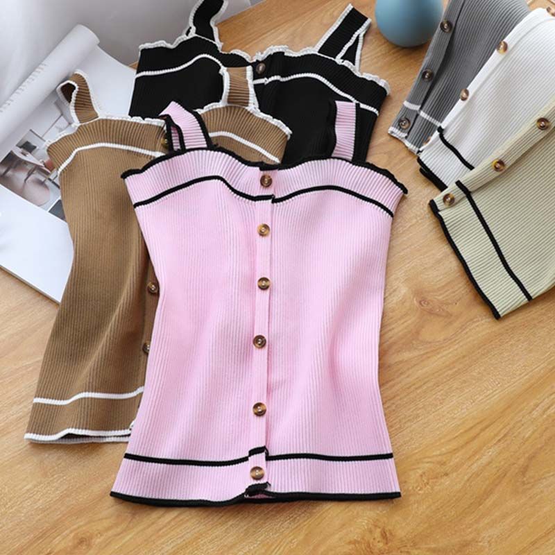 Street Fashion Youtube - Neue Stricken Tank Top Taste Crop