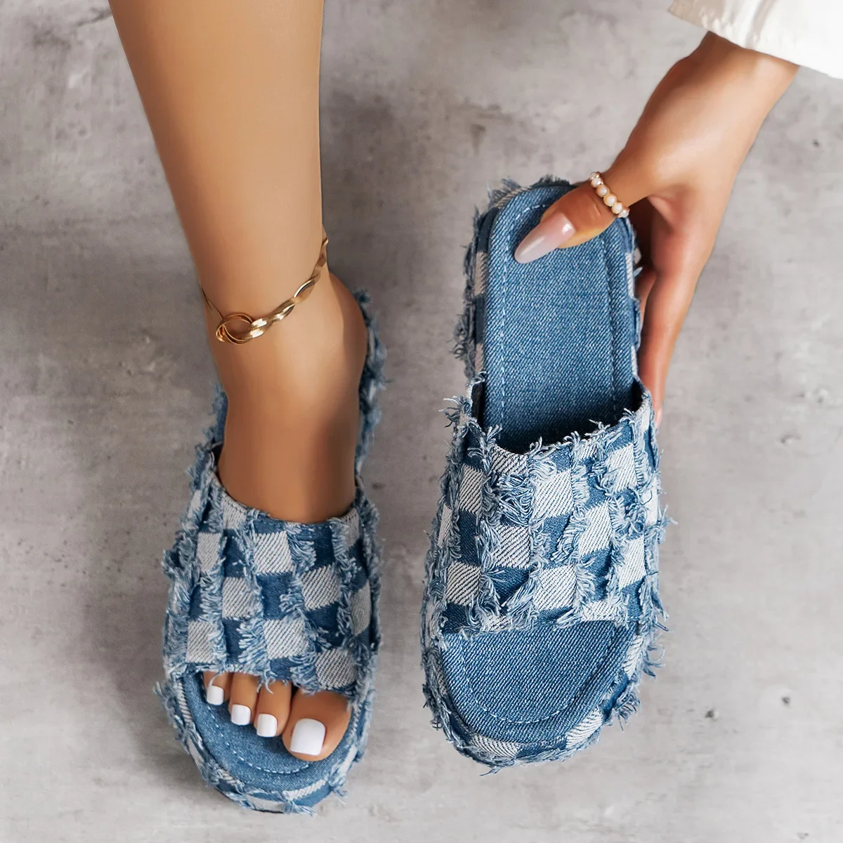 Street Fashion Jeans Women - Neue Frauen Denim Slides Sommers andalen