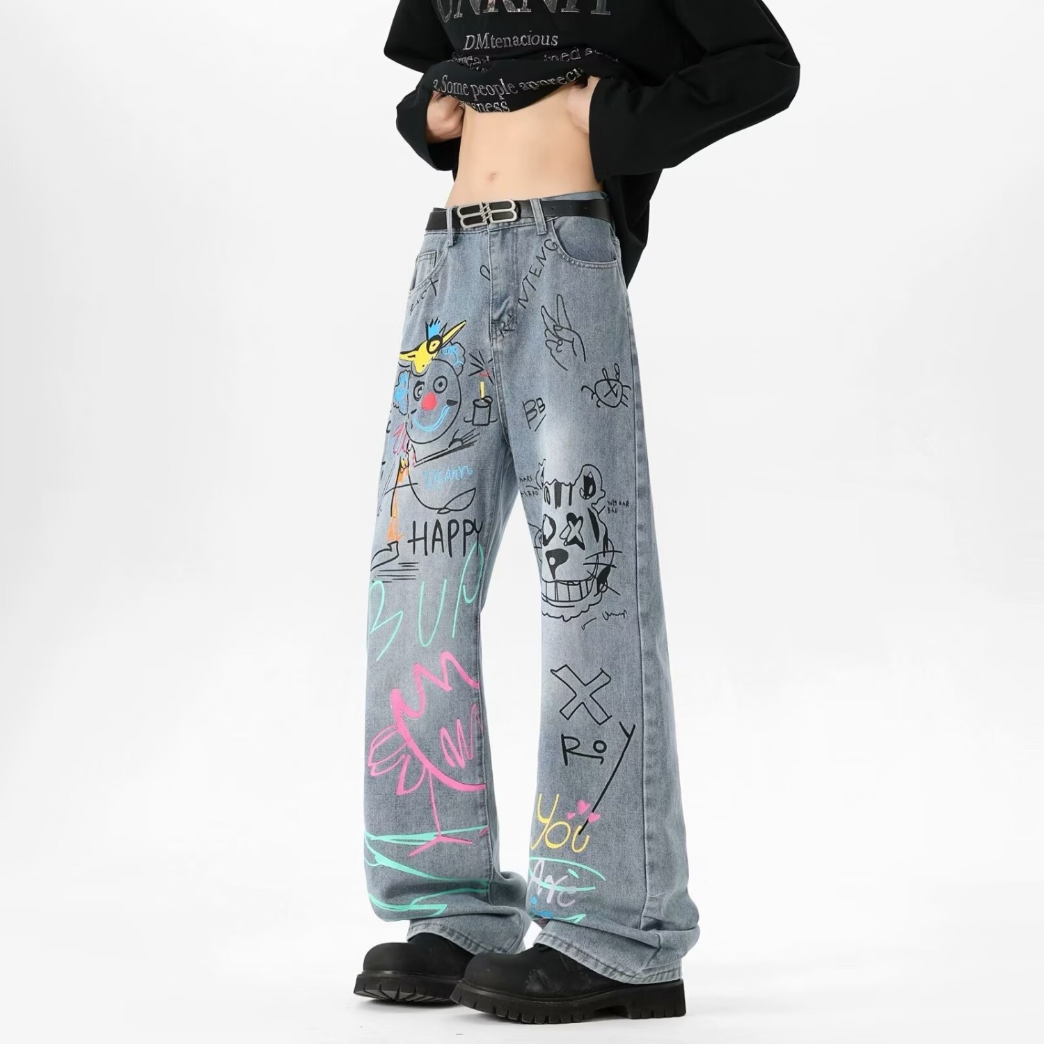 Street Fashion Graffiti - Herren Graffiti Straight Leg Jeans im