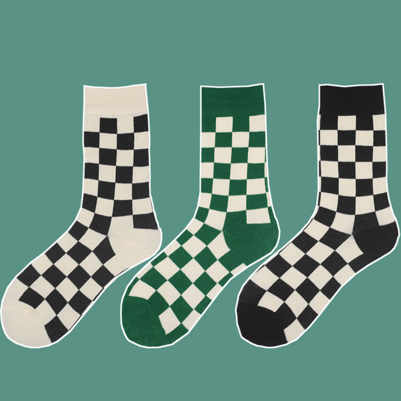Street Fashion Youtube - Damen Socken Schwarz Kariert Paar-Socken Street