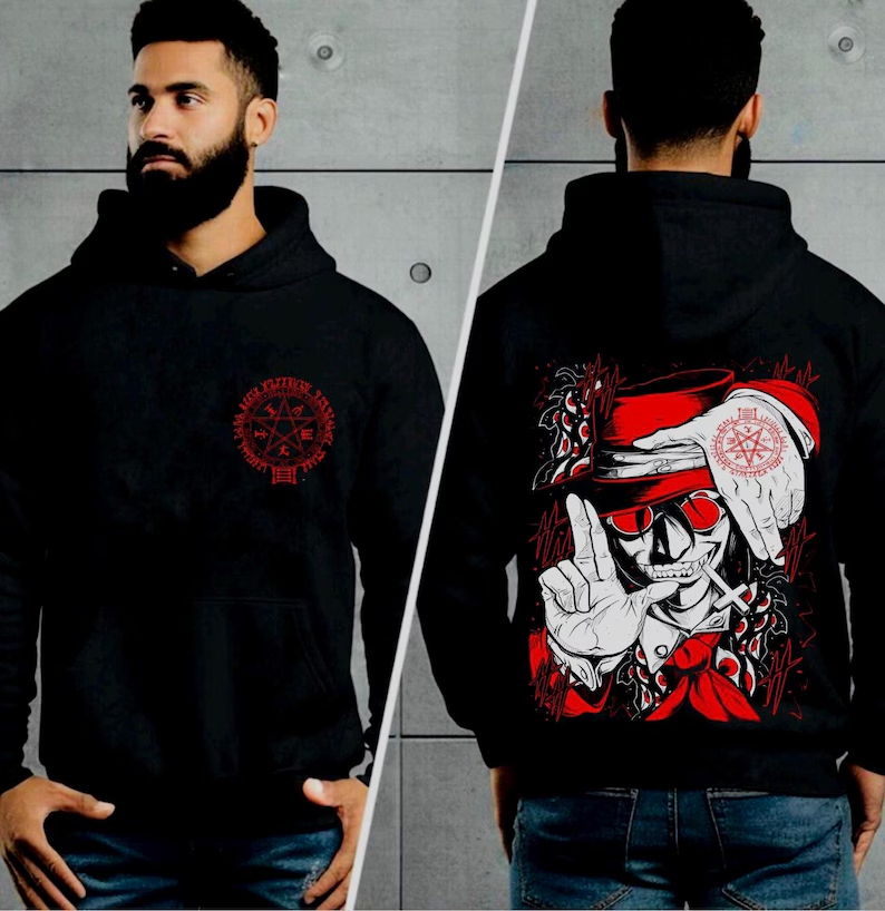 Oversized Crewneck Fleece - Hellsing Hoodie Oversized Unisex Grafik-Print Rundhals-T-Shirt