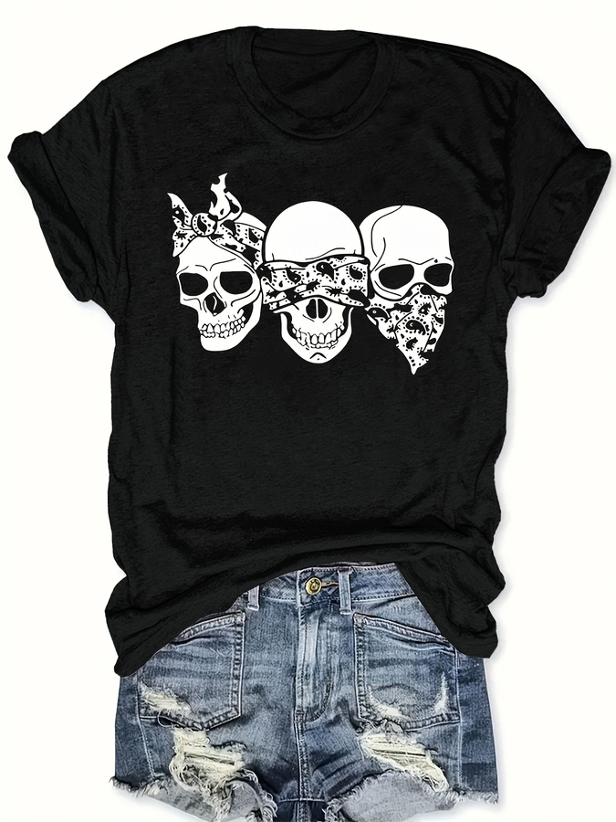 Street Fashion Trends 2026 - Happy Cartoon Skull T-Shirt, lockere Passform,