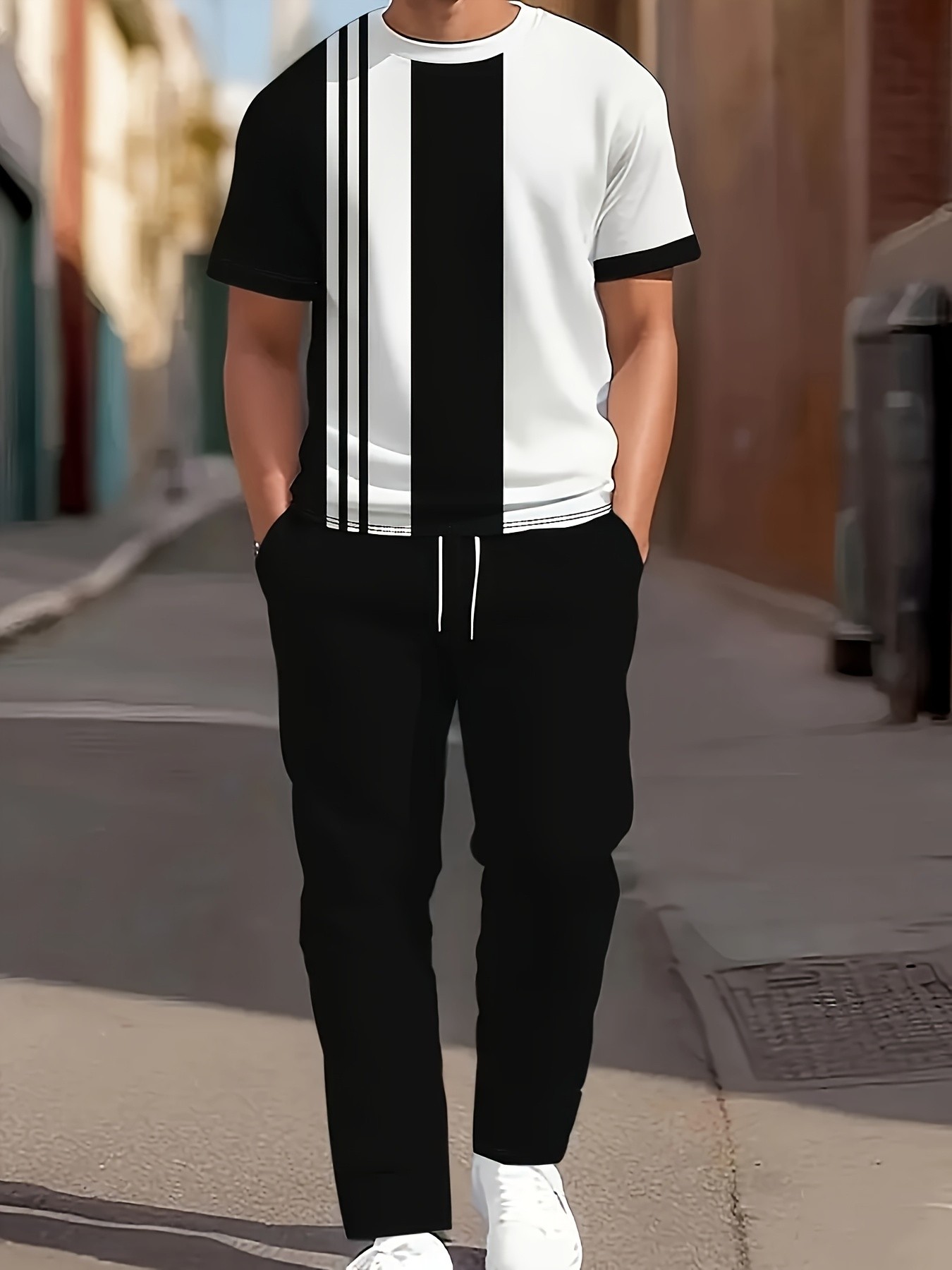 Street Fashion For 2026 - 2026 Sommer Neues Herren Kurzarm-Langhosen-Set –
