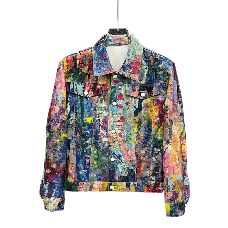 Street Fashion Graffiti - Herrenmode High-Street-Graffiti-Jeansjacke, Persönlichkeits-Doodle-Bemalte Denim-Jacke, Handgezeichnete Oberbekleidung