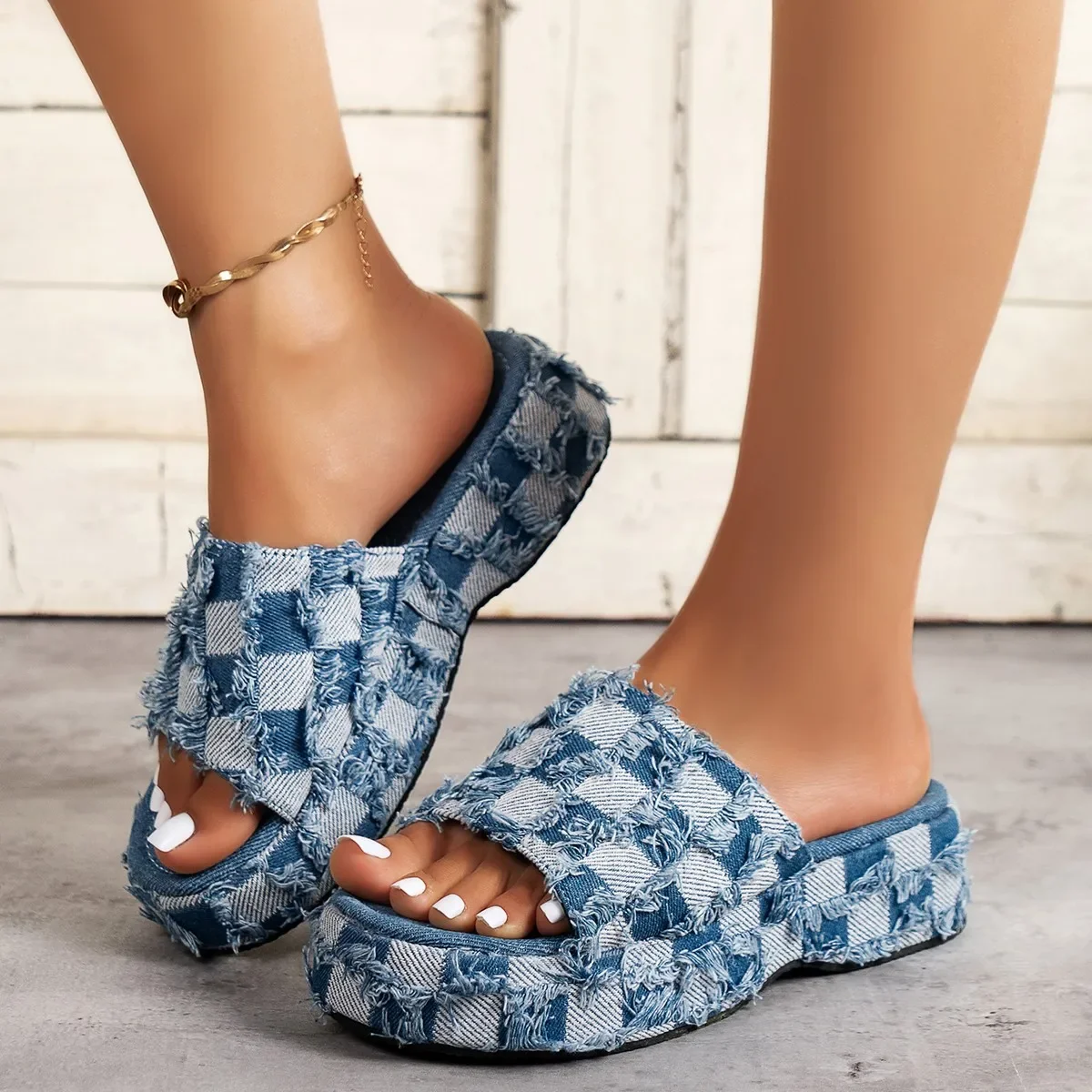 Neue Frauen Denim Slides Somme – Street Fashion Jeans Women Bewertung und Preis