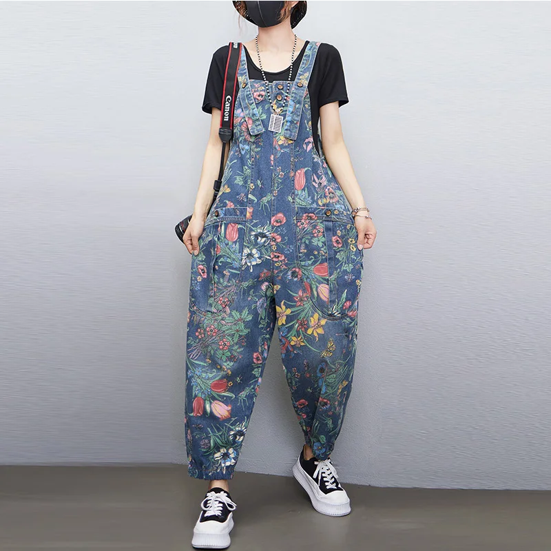Casual Streetwear Print Floral – Street Fashion Jeans Women Bewertung und Preis