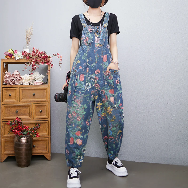Casual Streetwear Print Floral – Street Fashion Jeans Women Bewertung und Preis